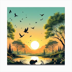 Sunset In The Forest 1 Canvas Print