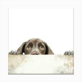 Dog Peeking Over A Sign 11 Canvas Print