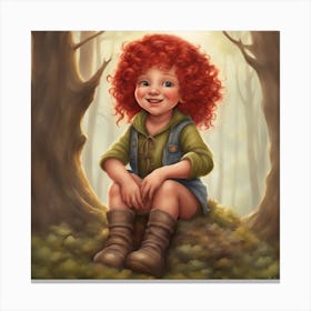 S 384151450 Gs 7 Is 30 U 0 Oi 0 M Sdxl Cute Gnome Girl, Red Curly Hair, From The Woods, Vibrant, Adorable, Playful, Lush, Joyful, Detailed Canvas Print