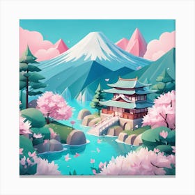 Japanese Landscape Low Poly (15) Canvas Print
