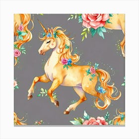 Unicorns And Roses 1 Canvas Print