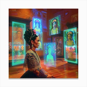 Frida Style With Holograms Canvas Print