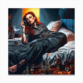 Woman In Bed Canvas Print