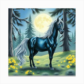 Blue Horse In The Forest 13 Canvas Print