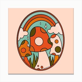 Stained Glass Mushrooms Canvas Print