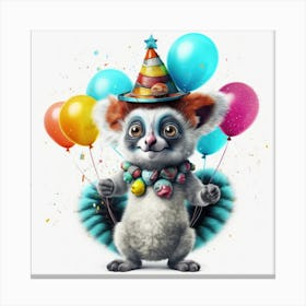 Lemur With Balloons Canvas Print