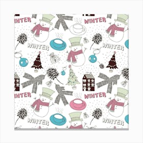 Christmas Themed Collage Winter House New Year Canvas Print