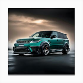 A Dramatic High Contrast Cinematic Photograph Of A Green Range Rover 3 Canvas Print