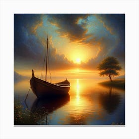 Sunset Boat Canvas Print