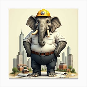 Flux Dev A Detailed Illustration Of An Anthropomorphic Elephan 0 Canvas Print