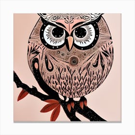 Pretty Owl On Tree Branch Canvas Print