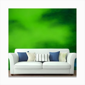 Green Grass A Blue Sky And A Background Of Calm Colors Suitable As A Wall Painting With Beautifu Canvas Print