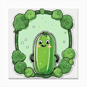 Cute Cucumber Sticker Canvas Print