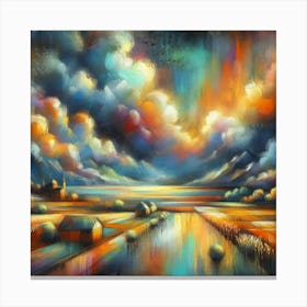 Cloudy Sky Abstract Art-140624-5 Canvas Print