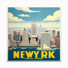 New York 2 Vintage Travel Post Canvas Print