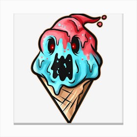 Scary Monster Zombie Demon Soft Ice Cream Cone Halloween Canvas Print