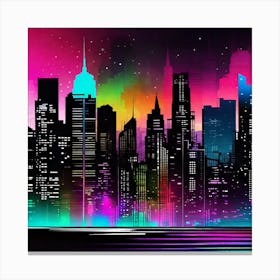 Neon City Skyline Canvas Print