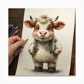 Cute Cow Drawing 1 Canvas Print