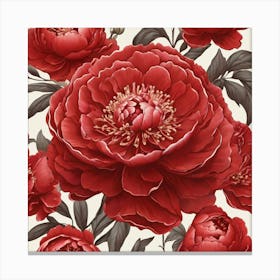 Aesthetic style, Large red Peony flower 1 Canvas Print