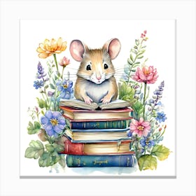 Mouse Reading Books Canvas Print