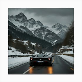 Snowy Road In The Mountains Canvas Print