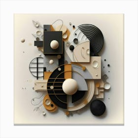 Bauhaus style rectangles and circles in black and white Canvas Print