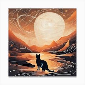 Gato Mirando Asombrado El Sol Canvas Print