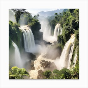 Waterfalls In The Jungle Canvas Print