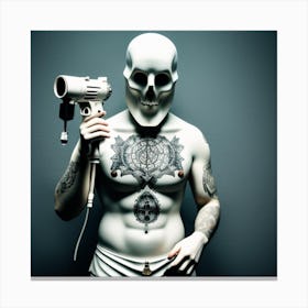 Skeleton Tattoo Artist Canvas Print