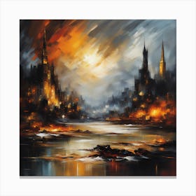 Captivating Urban Vistas – Raymond Swanland's Masterful Abstract Expressionist Landscapes Canvas Print