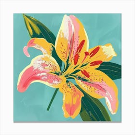 Lily 3 Square Flower Illustration Canvas Print