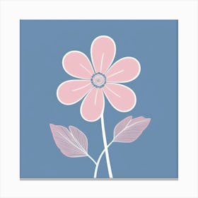 A White And Pink Flower In Minimalist Style Square Composition 83 Canvas Print