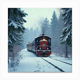 Charming Old Train Winding Through A Snowy Forest 1 Canvas Print