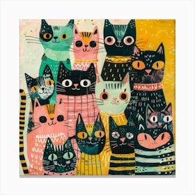 Cats In A Group 2 Canvas Print
