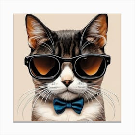 Sassy Cat with Shades Print Art and Wall Art Canvas Print