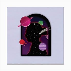 Space Girl Square Canvas Print