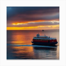 Ferry At Sunset 1 Canvas Print