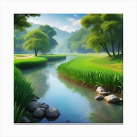 River In The Forest 21 Canvas Print