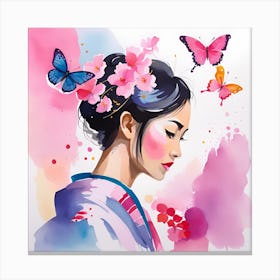 Watercolor Of A Geisha Canvas Print