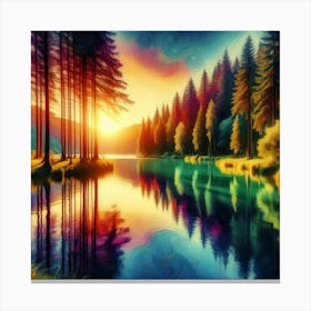 Sunset By The Lake 14 Canvas Print