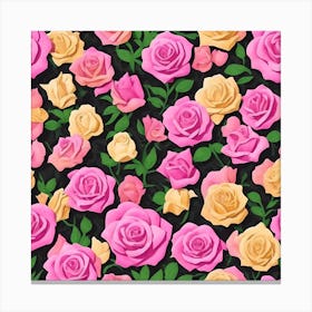 Roses Seamless Pattern Canvas Print