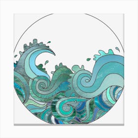 Drawing Wave Ocean Waves Color Canvas Print