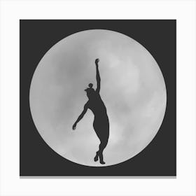 Minimalist Black and White Full Moon Silhouette with Dancer - Empowerment - Moon Magic 2 Canvas Print