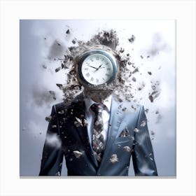 Businessman With A Clock On His Head 1 Canvas Print