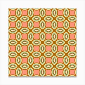 COURTYARD Mediterranean Tile Abstract Geometric in Retro Pink Brown Cream Canvas Print