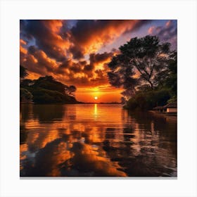Sunset Over The River 5 Canvas Print