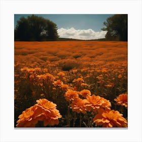 Field Of Orange Flowers Canvas Print