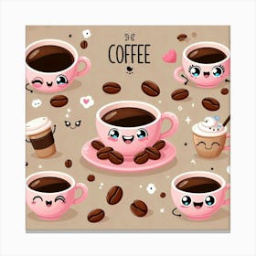 Cute Coffee Set 1 Canvas Print