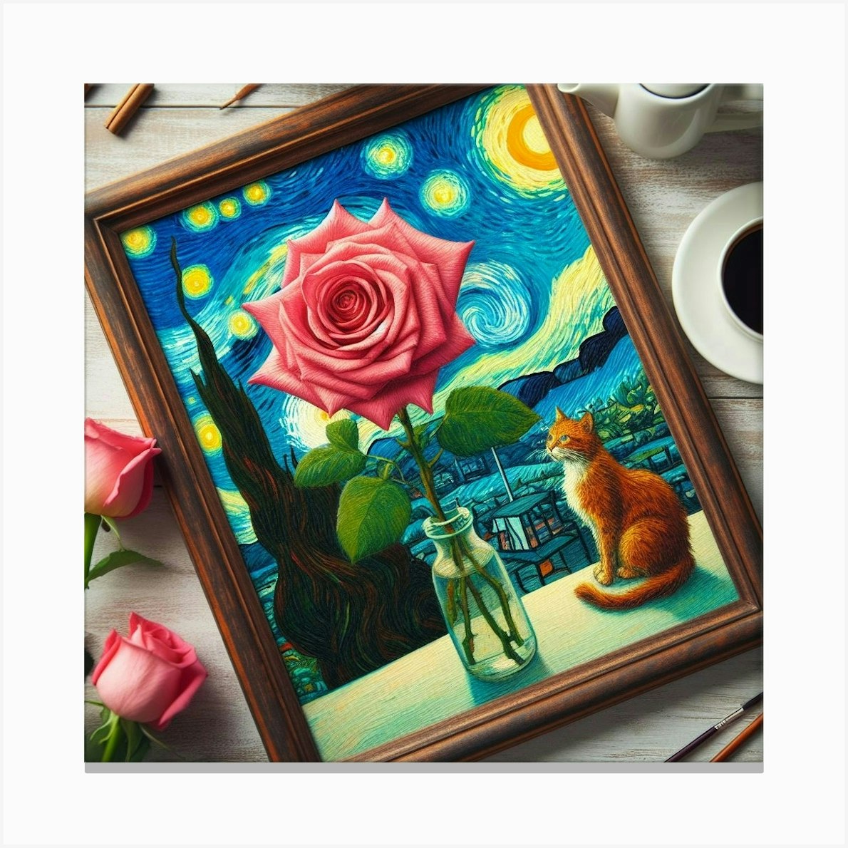 CANVAS By Hand: Rose Cameo in Night CANVAS By Hand: Rose Cameo in Night