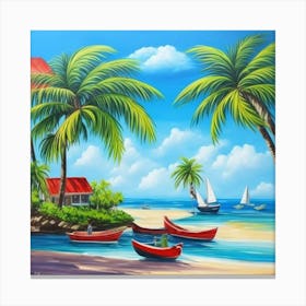 Boats On The Beach Canvas Print